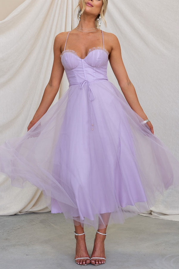 LP | Abito midi bustier in tulle