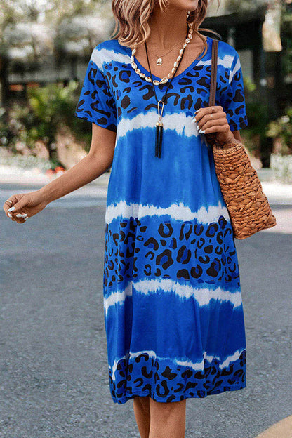 LP | Vestito midi casual con stampa leopardo sfumata
