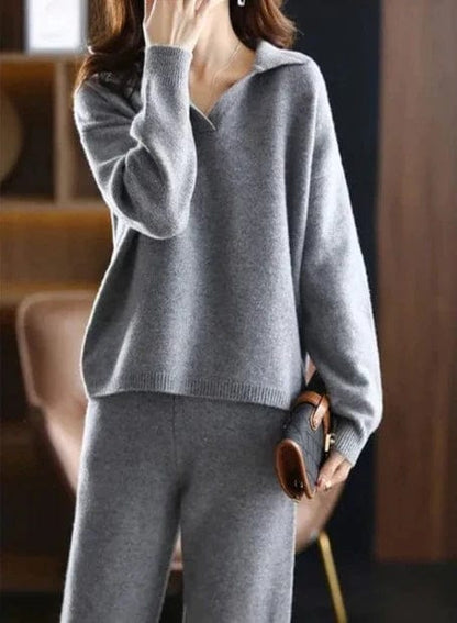 LP | Set di 2 pezzi da donna tuta da ginnastica oversize con colletto a polo e pantaloni
