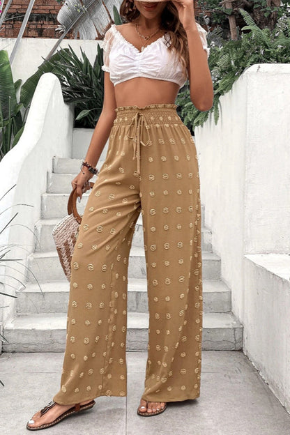 LP | Pantaloni jacquard a vita alta e pantaloni a gamba larga per il tempo libero