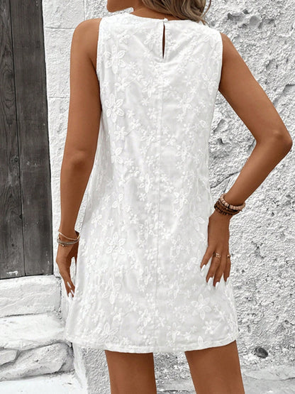 LP | Texture Scollo rotondo Mini abito a canotta senza maniche