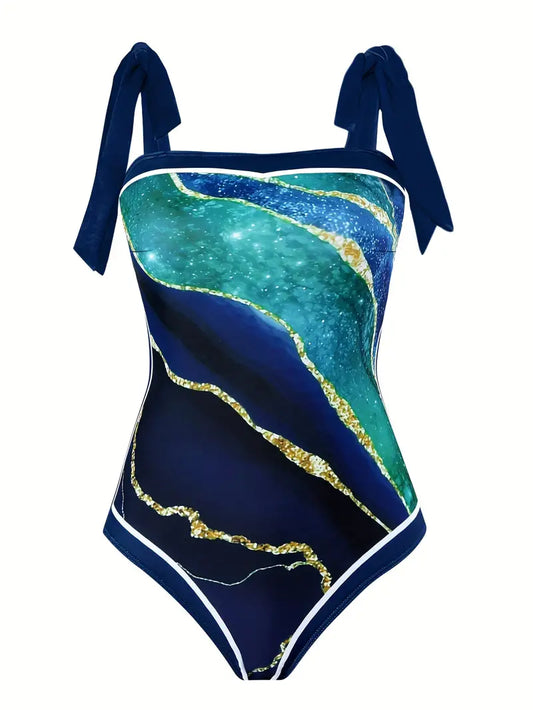 LP | Elegante costume da bagno e gonna con stampa marmo in un unico pezzo