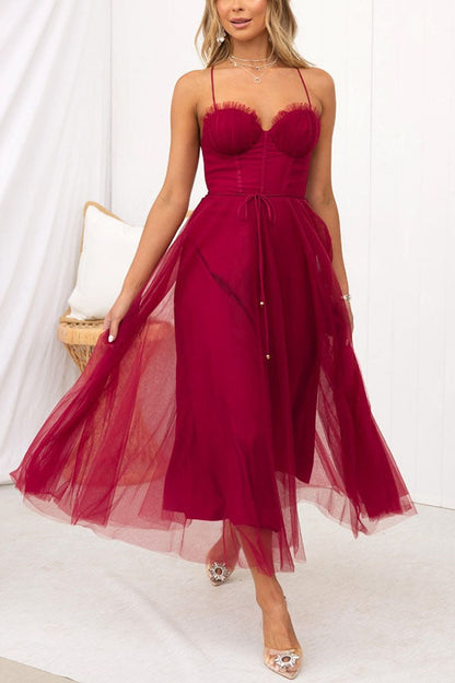 LP | Abito midi bustier in tulle