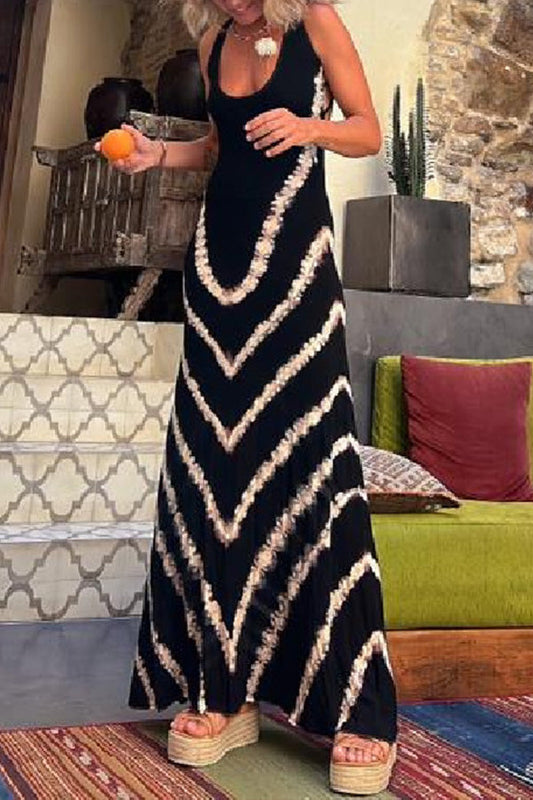 LP | Summer of Fun Maxi abito elasticizzato con stampa tie-dye e allacciatura sul retro