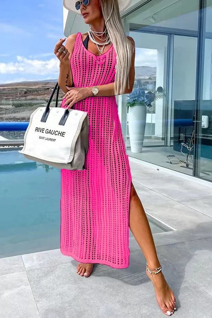 LP | Deserted Island - Vestito maxi con incrocio sul retro in maglia all'uncinetto
