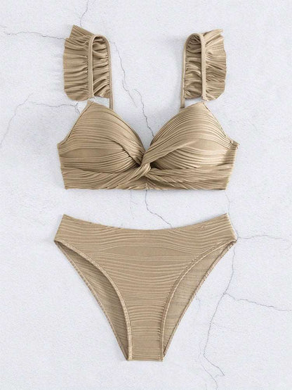 LP | Bikini con volant a tinta unita da donna in 2 colori S-XL