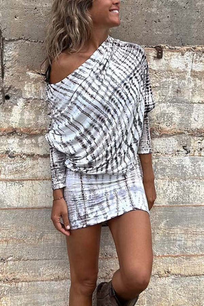 LP | Country Mile - Mini abito elasticizzato con manica dolman e stampa tie-dye