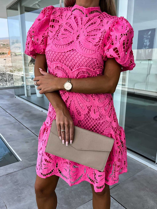 LP | abito midi elegante da donna con maniche a sbuffo