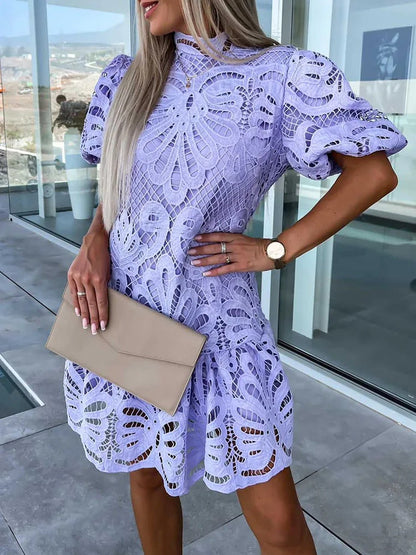 LP | abito midi elegante da donna con maniche a sbuffo
