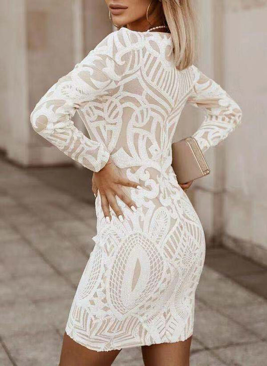 LP | Elegante miniabito aderente a maniche lunghe da donna