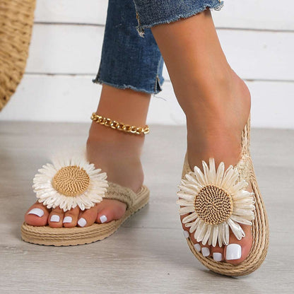 LP | Sandali piatti casual bohemien da donna con fiori