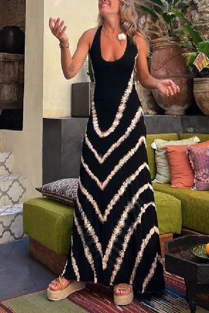 LP | Summer of Fun Maxi abito elasticizzato con stampa tie-dye e allacciatura sul retro