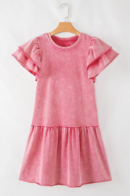 LP | Lavaggio minerale Mini abito con volant a bordo grezzo