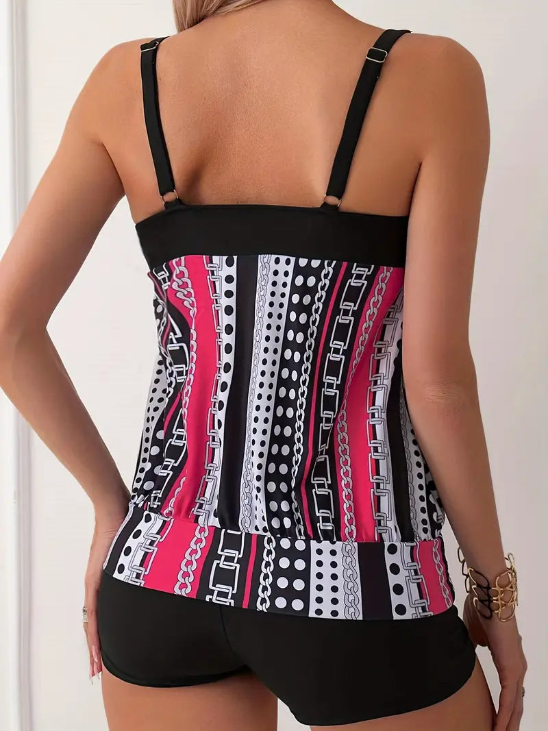 LP | Tankini a righe con stampa