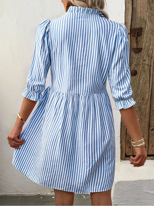 LP | Mini abito camicia a righe con mezze maniche