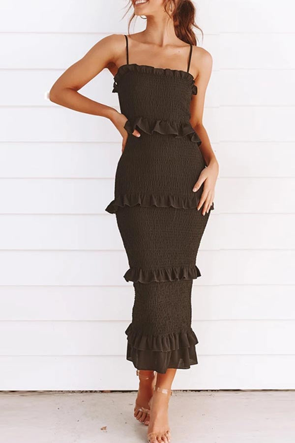 LP | Abito midi con volant con smock