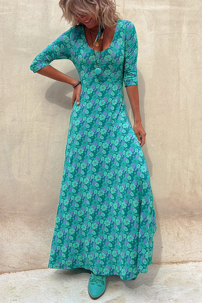 LP | Iconic Crush - Maxi abito floreale con mezza manica elasticizzata