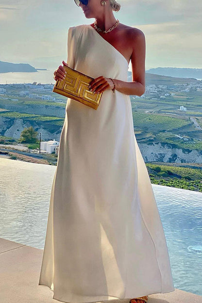 LP | Maxi abito elegante monospalla linea A dal fascino senza tempo