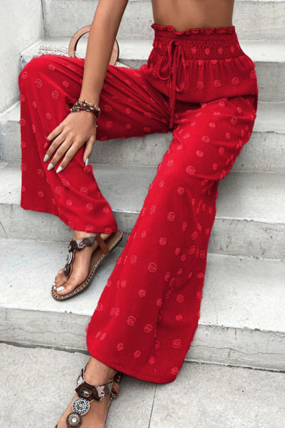 LP | Pantaloni jacquard a vita alta e pantaloni a gamba larga per il tempo libero