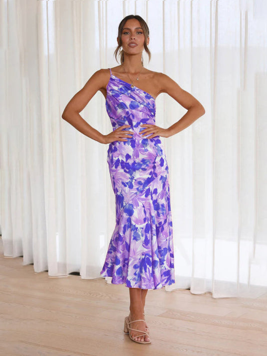 LP | Abito midi asimmetrico con motivo floreale