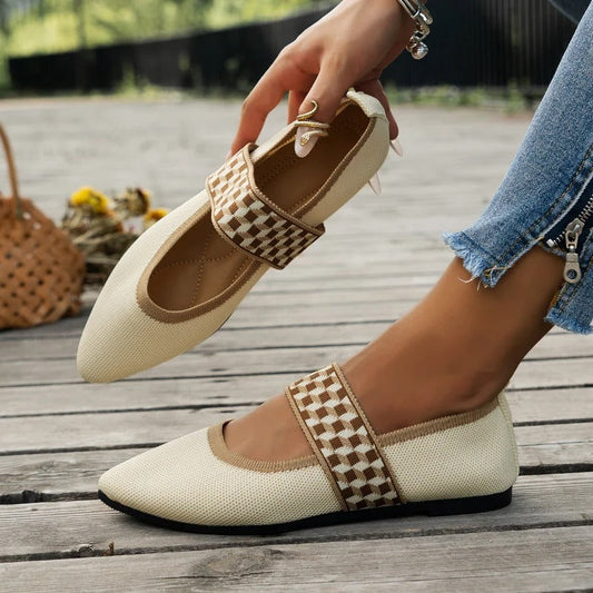 LP | Eleganti ballerine affusolate con cinturino a scacchiera
