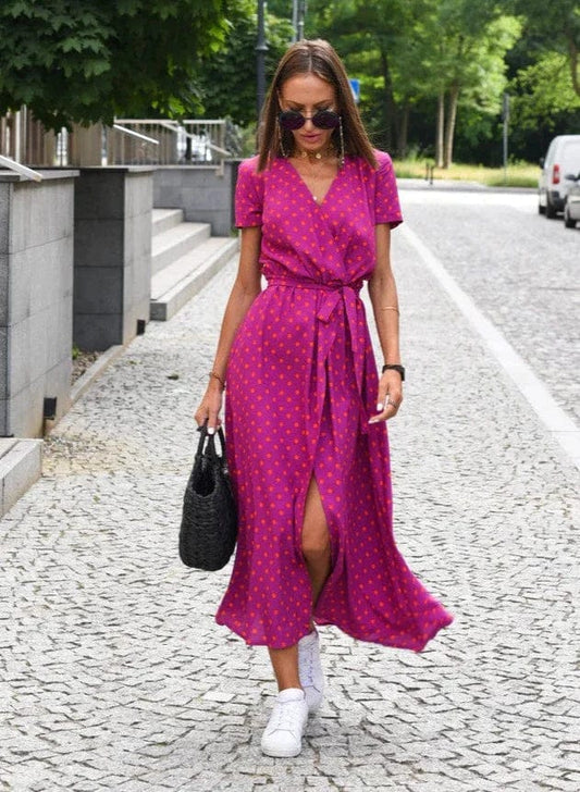 LP | Elegante abito midi estivo a fiori colorati