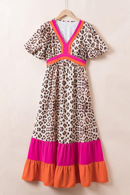 LP | Maxi abito con stampa leopardata e maniche a sbuffo per donna