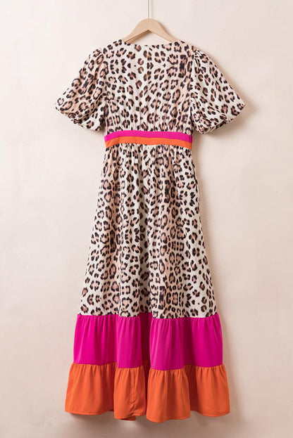 LP | Maxi abito con stampa leopardata e maniche a sbuffo per donna