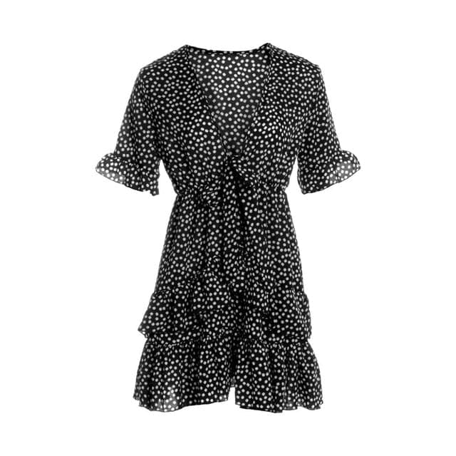 LP | Vestito da donna Boho floreale con volant corto Mini abito