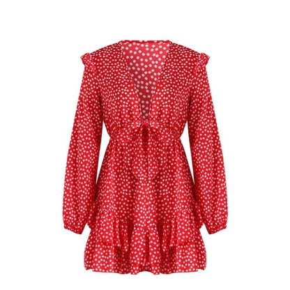 LP | Vestito da donna Boho floreale con volant corto Mini abito