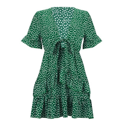 LP | Vestito da donna Boho floreale con volant corto Mini abito