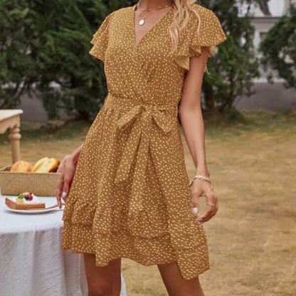 LP | Vestito da donna Boho floreale con volant corto Mini abito