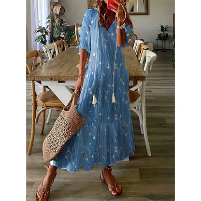 LP | Maxi abito elegante in cotone e lino 1 + 1 GRATIS
