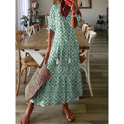 LP | Maxi abito elegante in cotone e lino 1 + 1 GRATIS