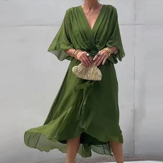 LP | Abito midi con scollo a V e maniche ampie