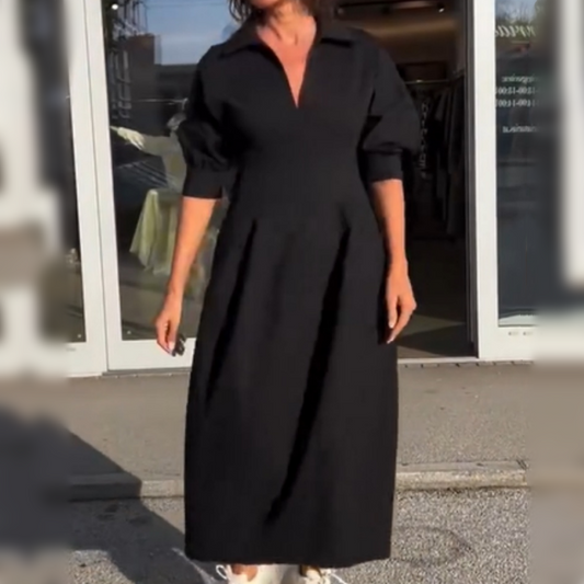 LP | Elegante abito midi con risvolto e scollatura a V