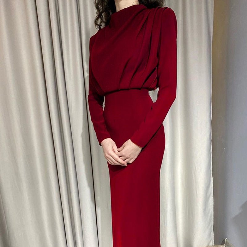 LP | Abito midi drappeggiato con collo alto