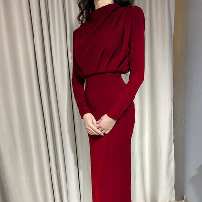 LP | Abito midi drappeggiato con collo alto