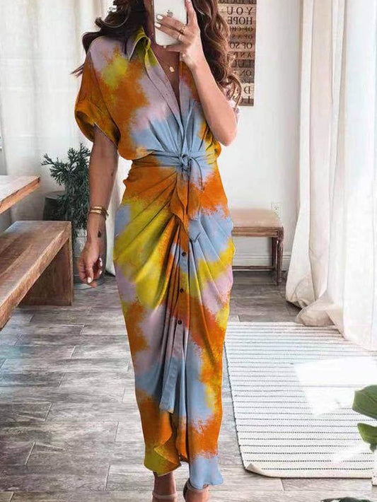 LP | Casual Abito camicia stampato multicolore con bottoni